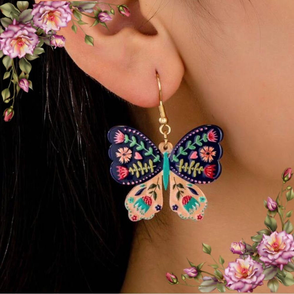 Acrylic Floral‎ Butterfly Earrings